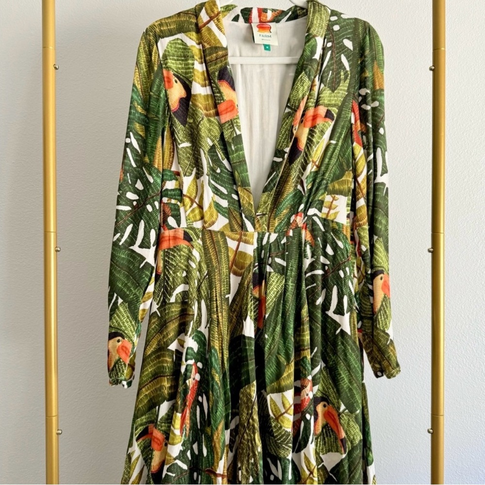 Farm Rio Green Tropical Maxi Dress Size M - Picture 7 of 8